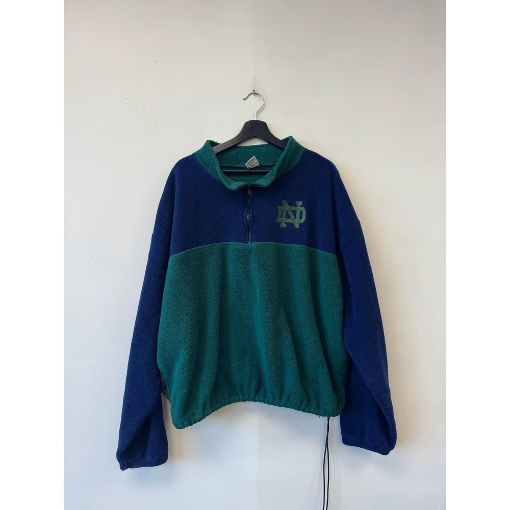 VTG Notre Dame Fighting‎ Irish Pullover Mens XXL Green Blue NCAA Football Fleece